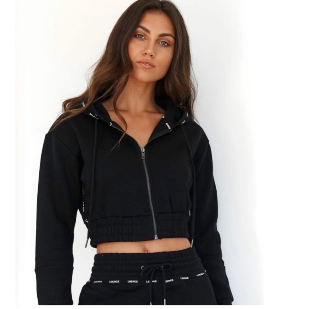 Lounge Apparel Cropped Zip Up Hoodie,